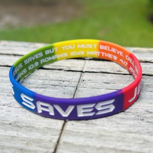 Rainbow JESUS SAVES Wristbands